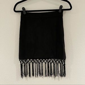 Suede black mini skirt